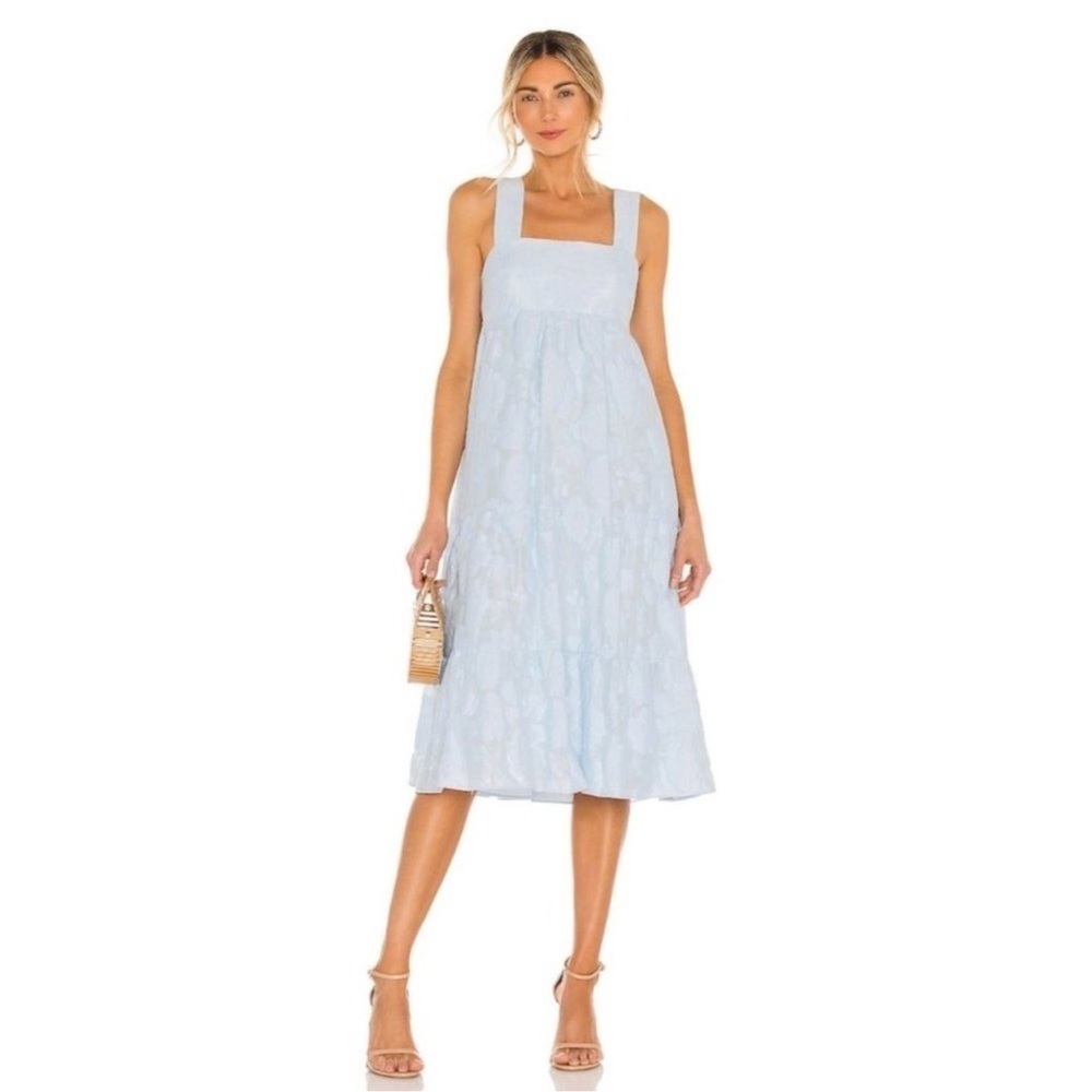 Amanda Uprichard Mitzi Arcadia Blue Floral Midi Slip Dress